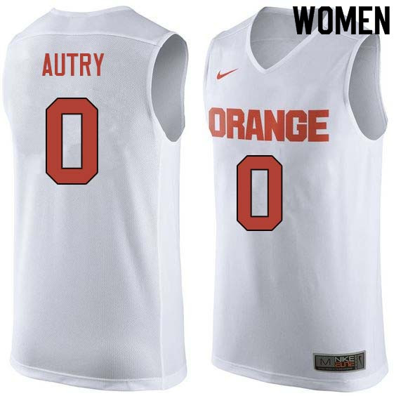 Women #0 Adrian Autry Syracuse White College Basketball Jerseys Sale-White